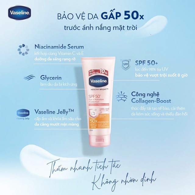 Tinh chất chống nắng dưỡng da Vaseline Healthy Bright SPF 50+